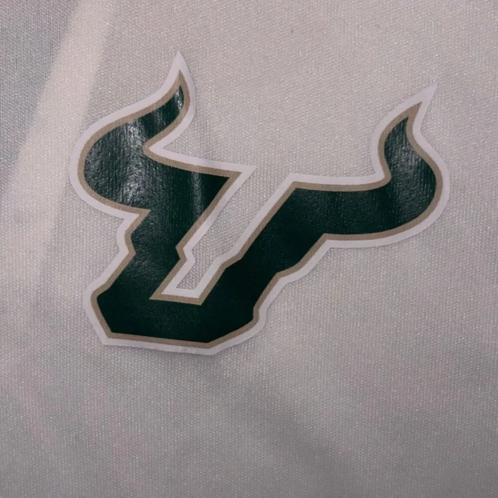 USF South Florida Bulls Polo Shirt Mens M White Short Sleeve Adidas NCAA New